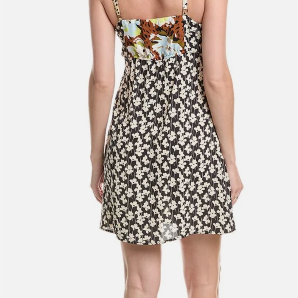 CAbi Black & Cream Floral Strapless Mini Dress with Color-Block Trim - Picture 2 of 8